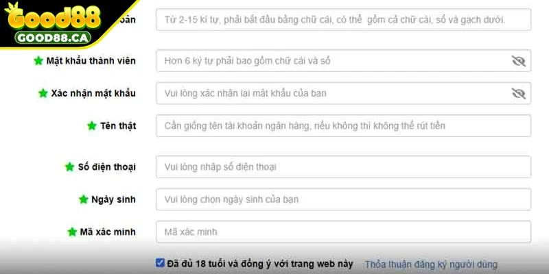 Các lưu ý quan trọng khi đăng ký tại GOOD88
